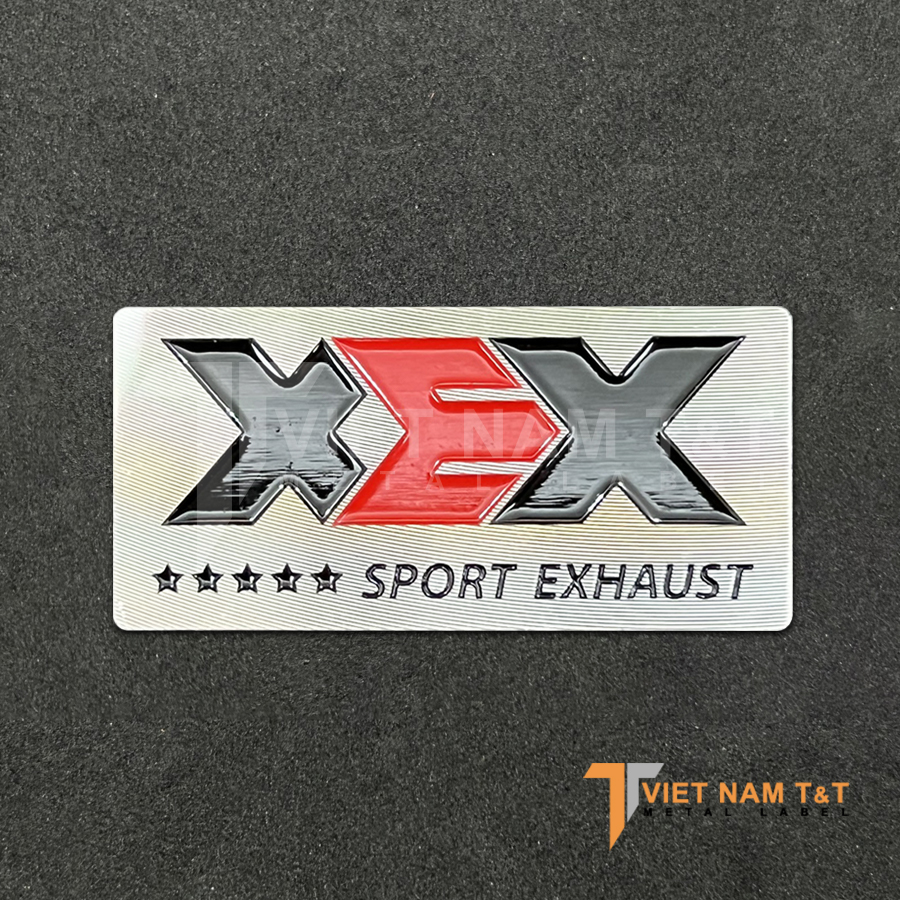 Tem nhôm xước logo XEX Sport Exhaust