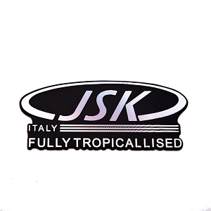 Tem nhôm xước logo JSK Italy Fully Tropicallised