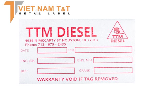 Tem bảo hành TTM Diesel
